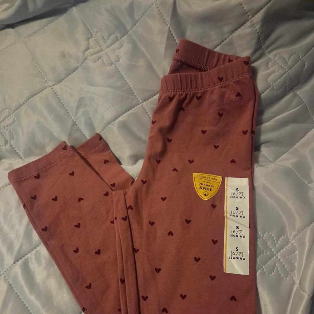 Girls pink heart leggings size 6/7